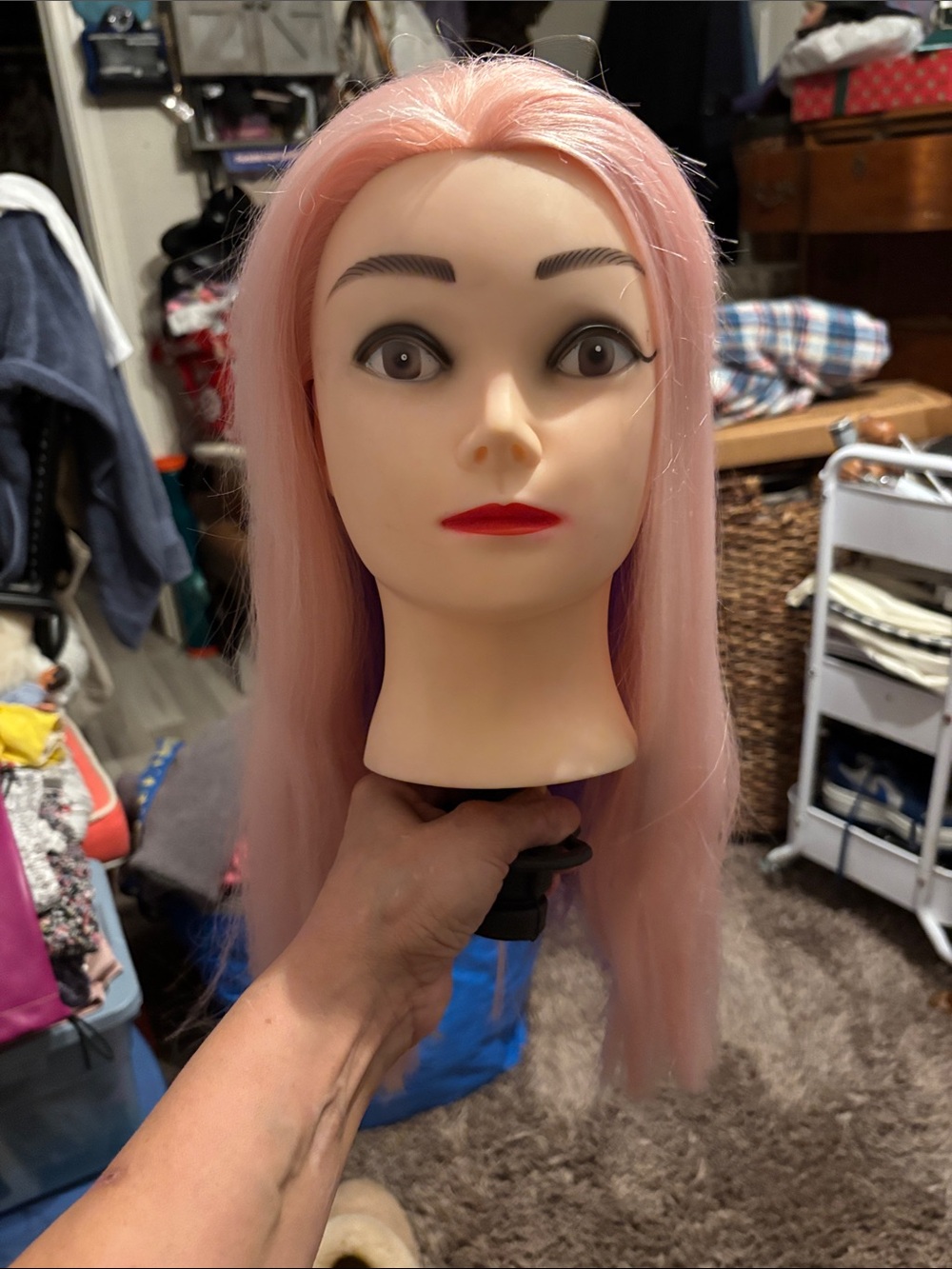 Pastel Pink Mannequin Styling Head for Wig Practice